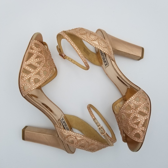 Badgley Mischka Hart Crystal Embellished Evening Shoes, Rose Gold, Women's 9.5 - Picture 8 of 16